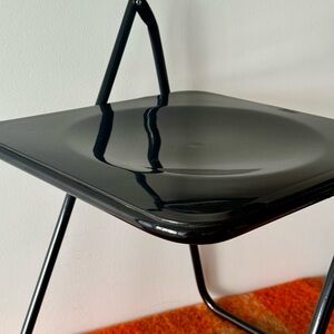 IKEA Vintage TED Folding Chair Black Plastic Metal Space Age Post Modern Decor